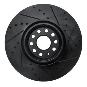 Volkswagen ATLAS Brake Rotor (1) - Front Left - R1 Concepts - Drilled & Slotted - Black - `18-`25